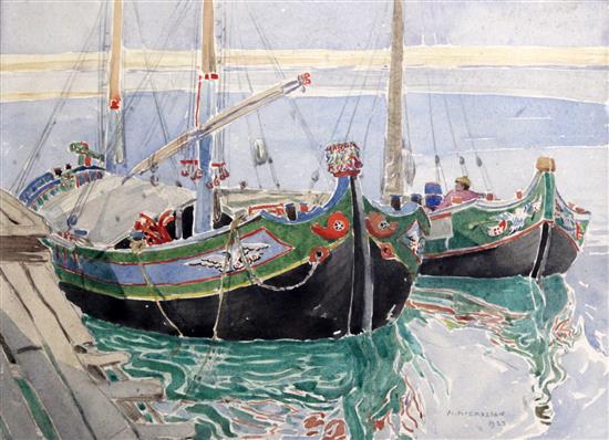 Mary McCrossan (d.1934) Venetian barges 23 x 31cm.